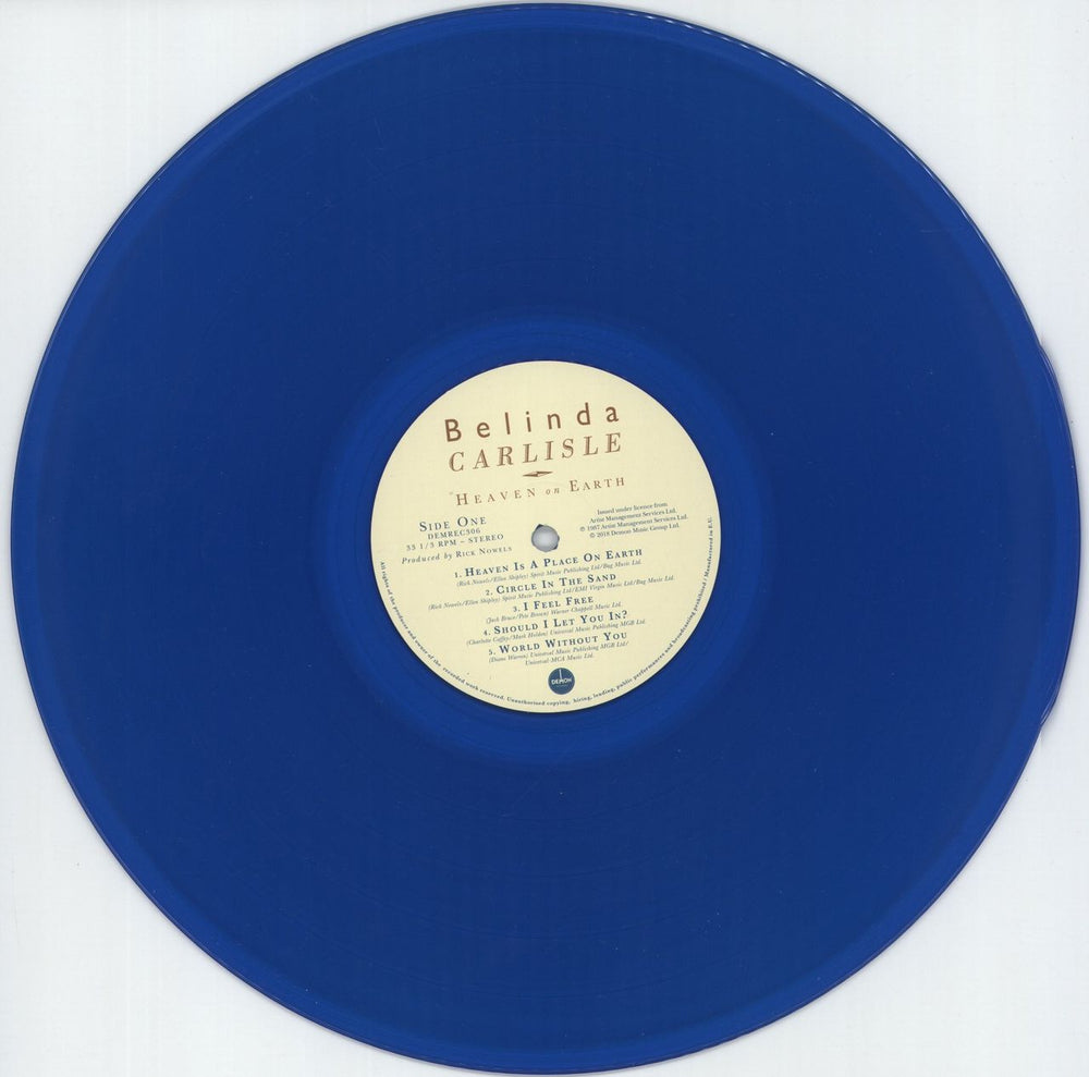 Belinda Carlisle Heaven On Earth - 180gm Blue Vinyl - Shrink + Hype-sticker UK vinyl LP album (LP record) CARLPHE872554