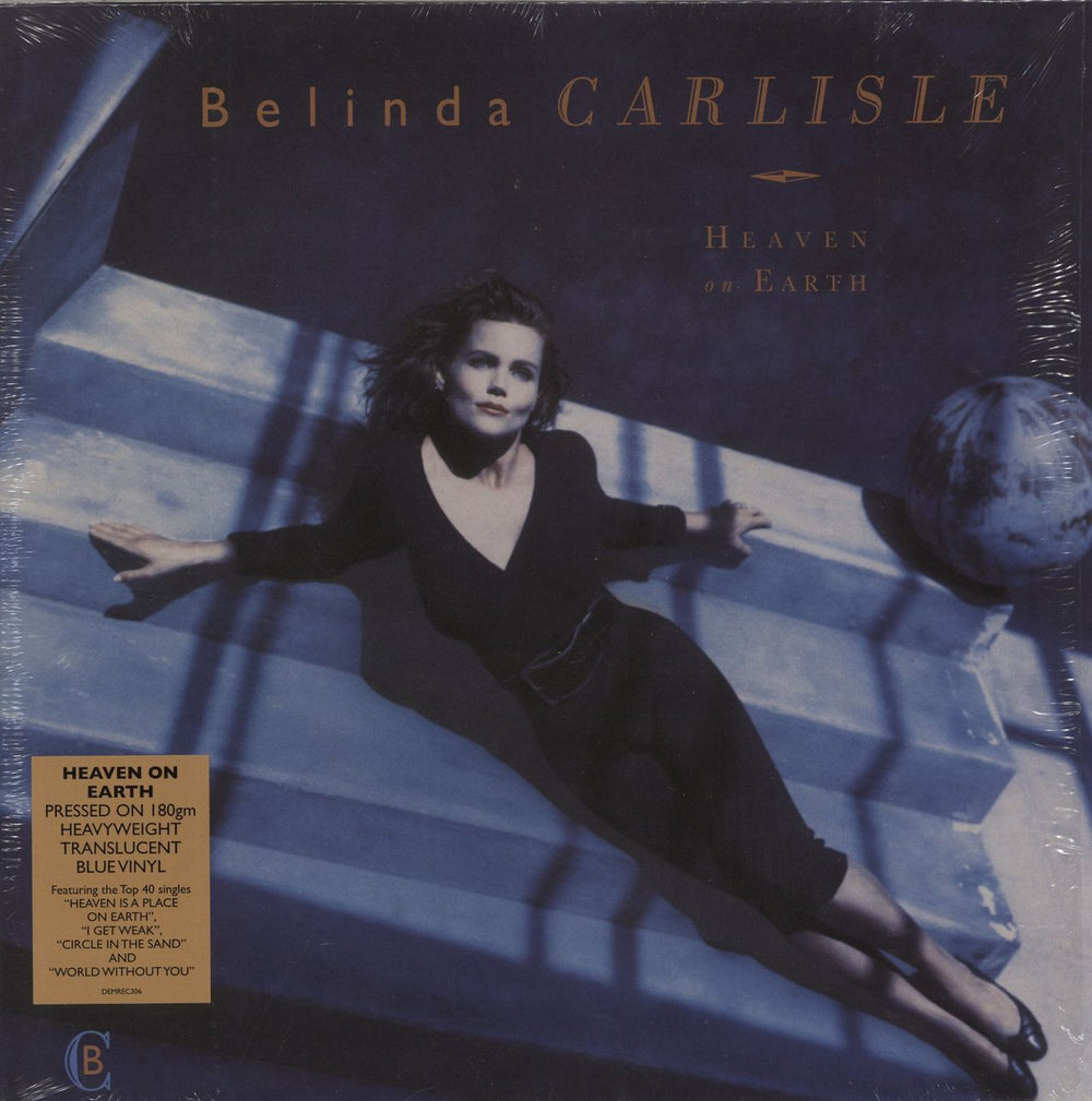 Belinda Carlisle Heaven On Earth - 180gm Blue Vinyl - Shrink + Hype-sticker UK vinyl LP album (LP record) DEMREC306