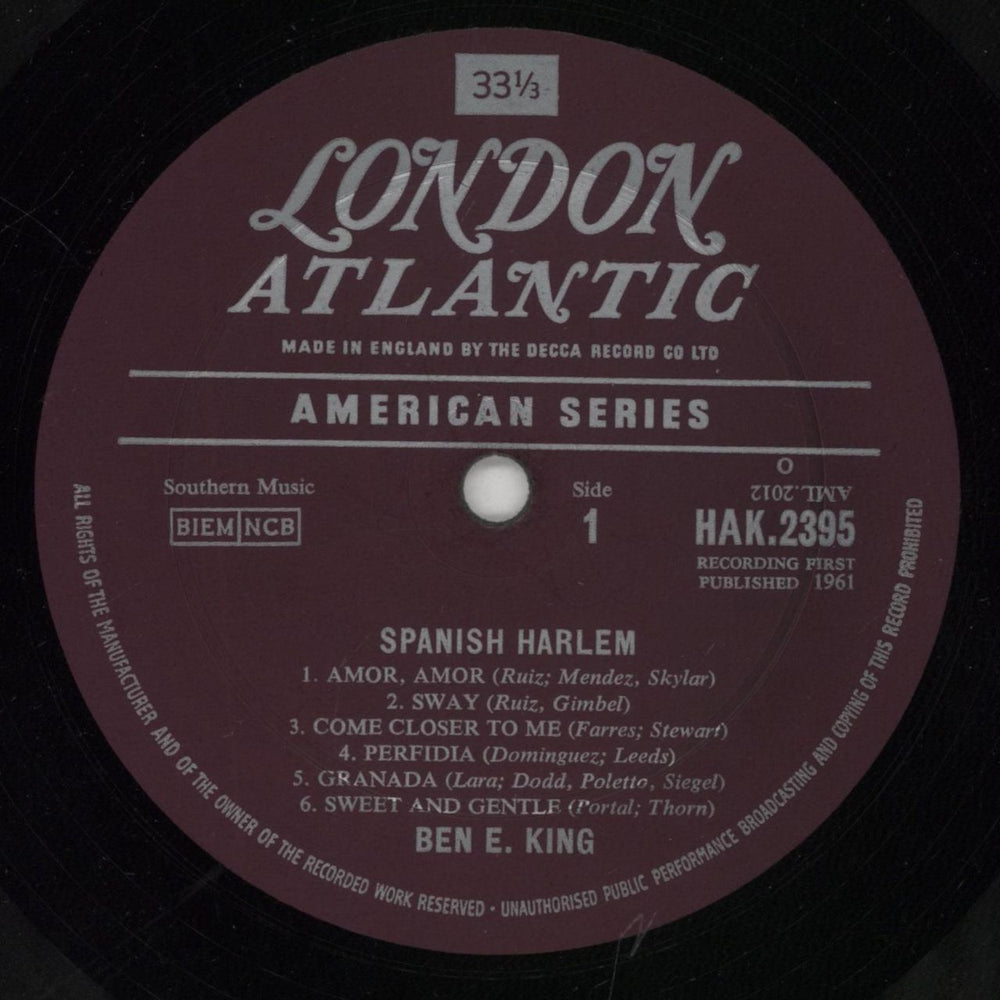 Ben E. King Spanish Harlem - VG UK vinyl LP album (LP record) BKGLPSP848999
