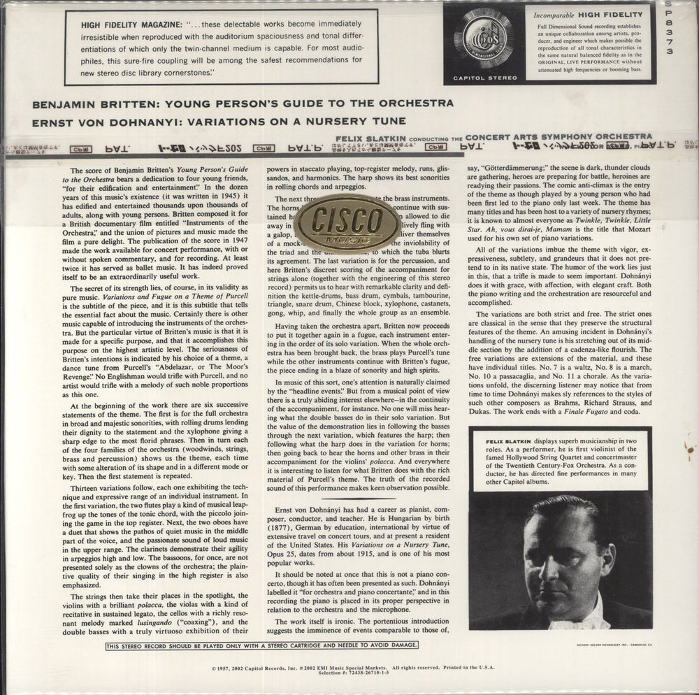 Benjamin Britten Young Person's Guide To The Orchestra - 180gm US vinyl LP album (LP record)