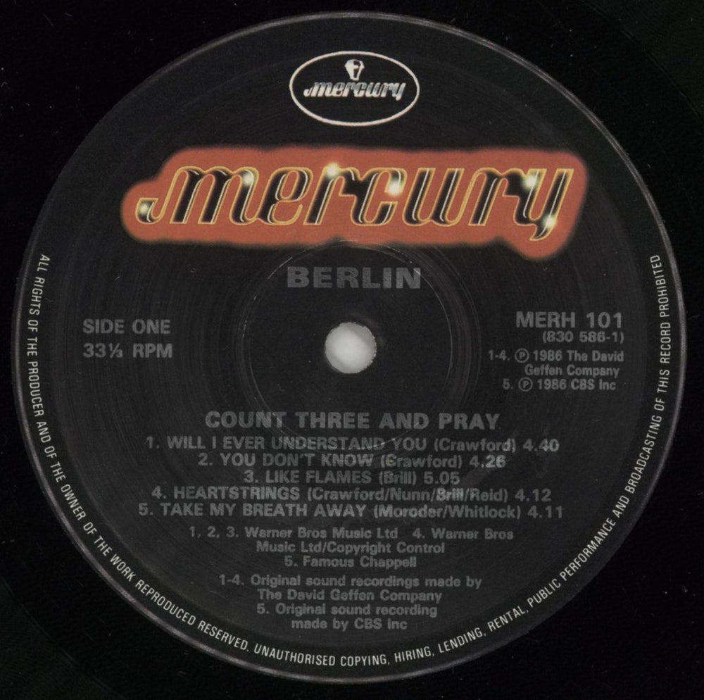 Berlin Count Three & Pray UK vinyl LP album (LP record) BERLPCO251294
