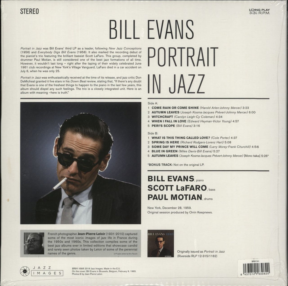 Bill Evans (Piano) Portrait In Jazz - The Jean-Pierre Leloir Collection - 180 Gram - Sealed UK vinyl LP album (LP record) 8437012830820