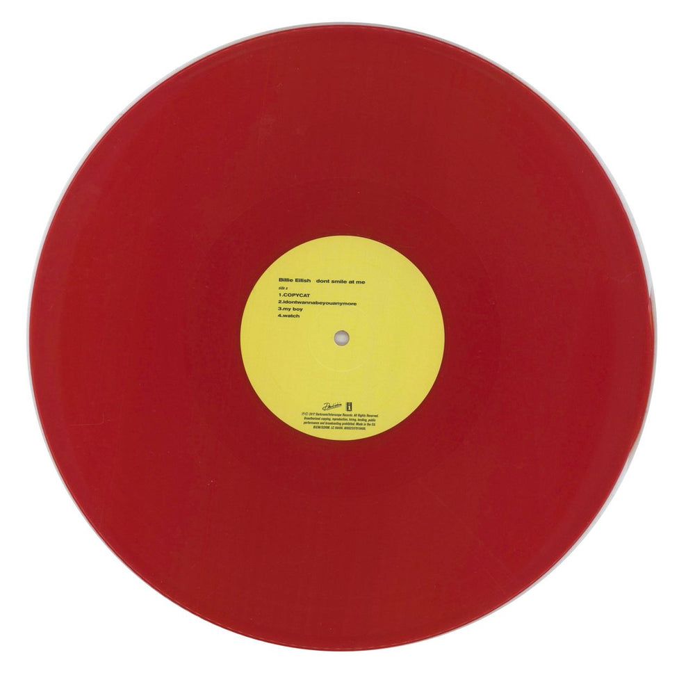 Billie Eilish Dont Smile At Me - Red Vinyl UK 12" vinyl single (12 inch record / Maxi-single) 0NR12DO859615