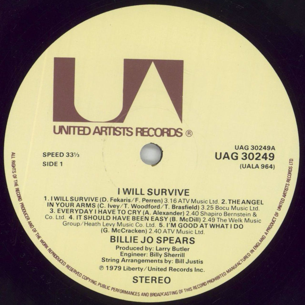 Billie Jo Spears I Will Survive UK vinyl LP album (LP record) BC7LPIW461295