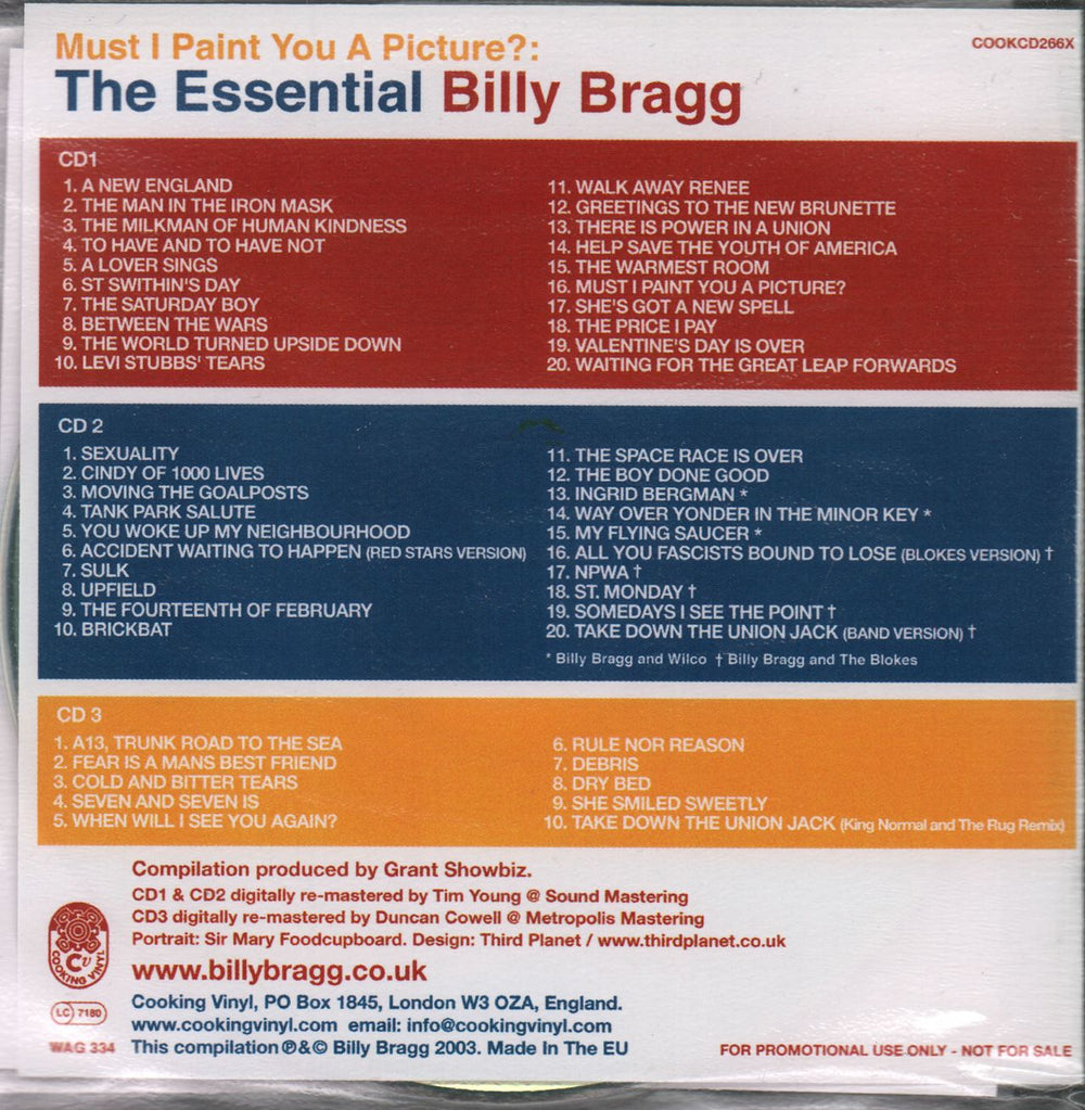 Billy Bragg Must I Paint You A Picture?: The Essential UK Promo CD-R acetate BBRCRMU261405