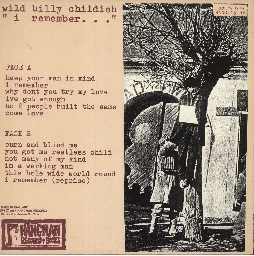 Billy Childish I Remember UK vinyl LP album (LP record)