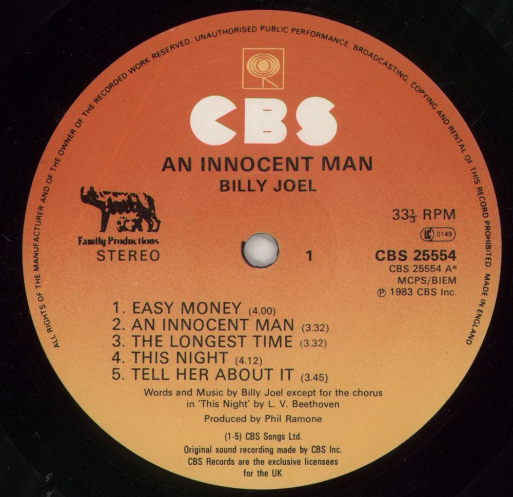 Billy Joel An Innocent Man UK vinyl LP album (LP record) BLYLPAN359313