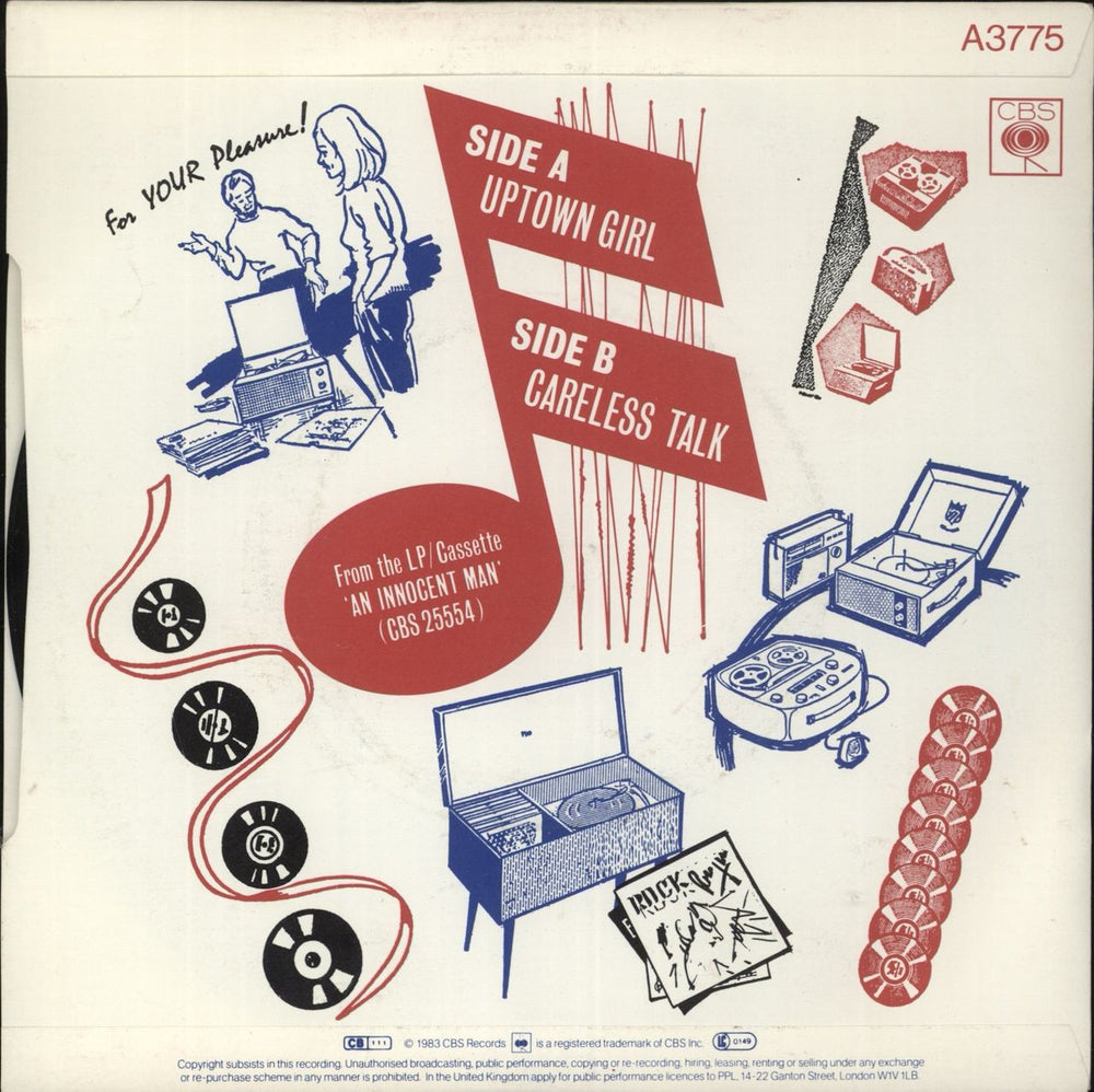 Billy Joel Uptown Girl - Graphic Sleeve - Inj UK 7" vinyl single (7 inch record / 45)