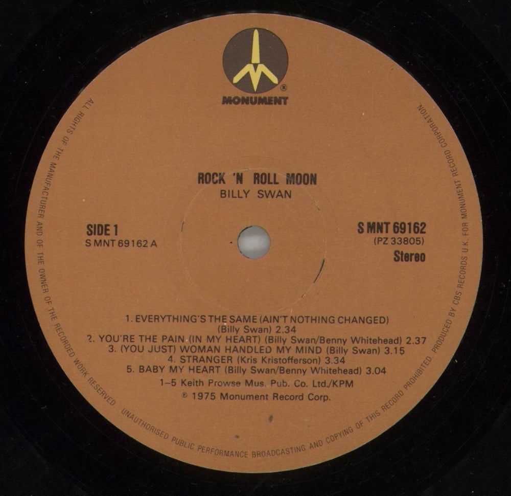 Billy Swan Rock 'N Roll Moon UK vinyl LP album (LP record) SW5LPRO615976