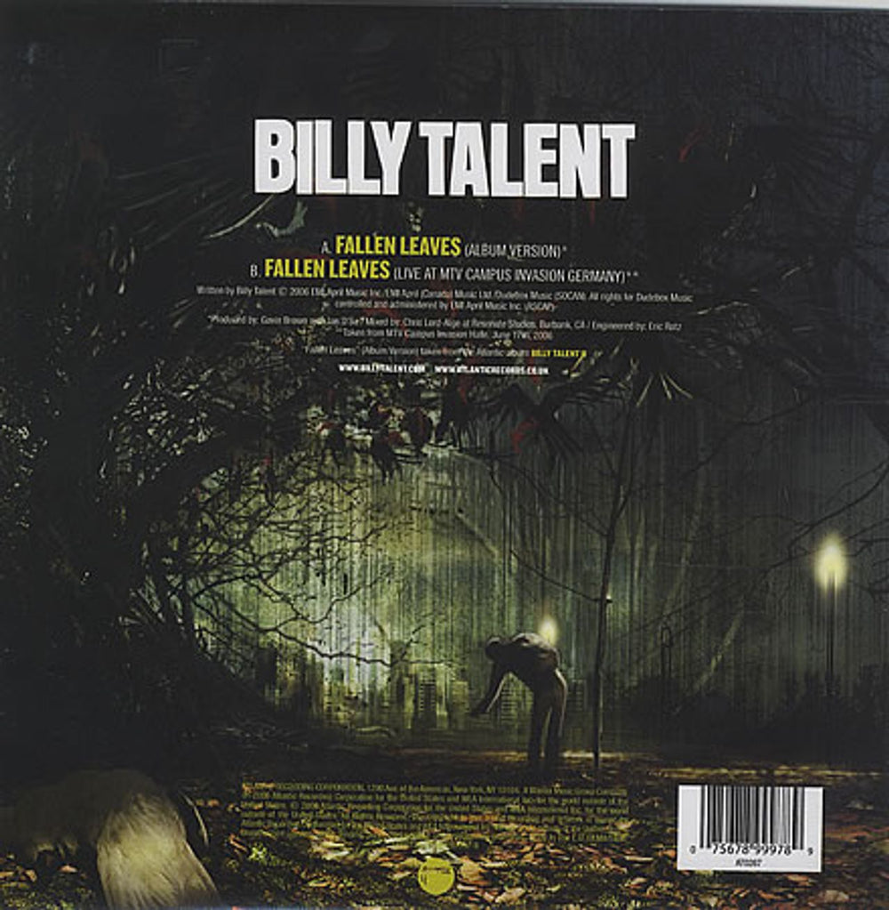 Billy Talent Fallen Leaves UK 7" vinyl picture disc (7 inch picture disc single) B567PFA390544