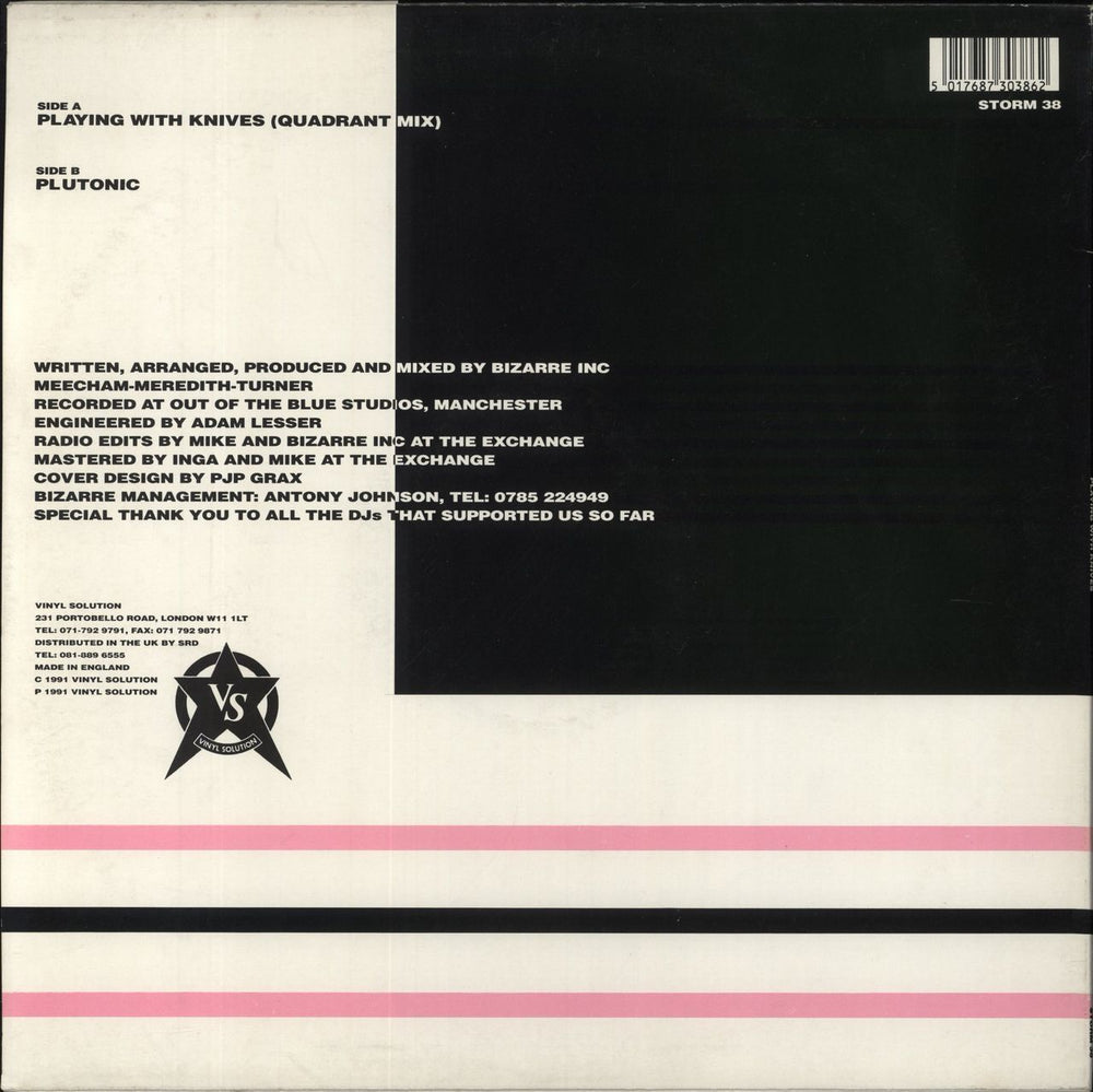 Bizarre Inc Playing With Knives UK 12" vinyl single (12 inch record / Maxi-single) 5017687303862