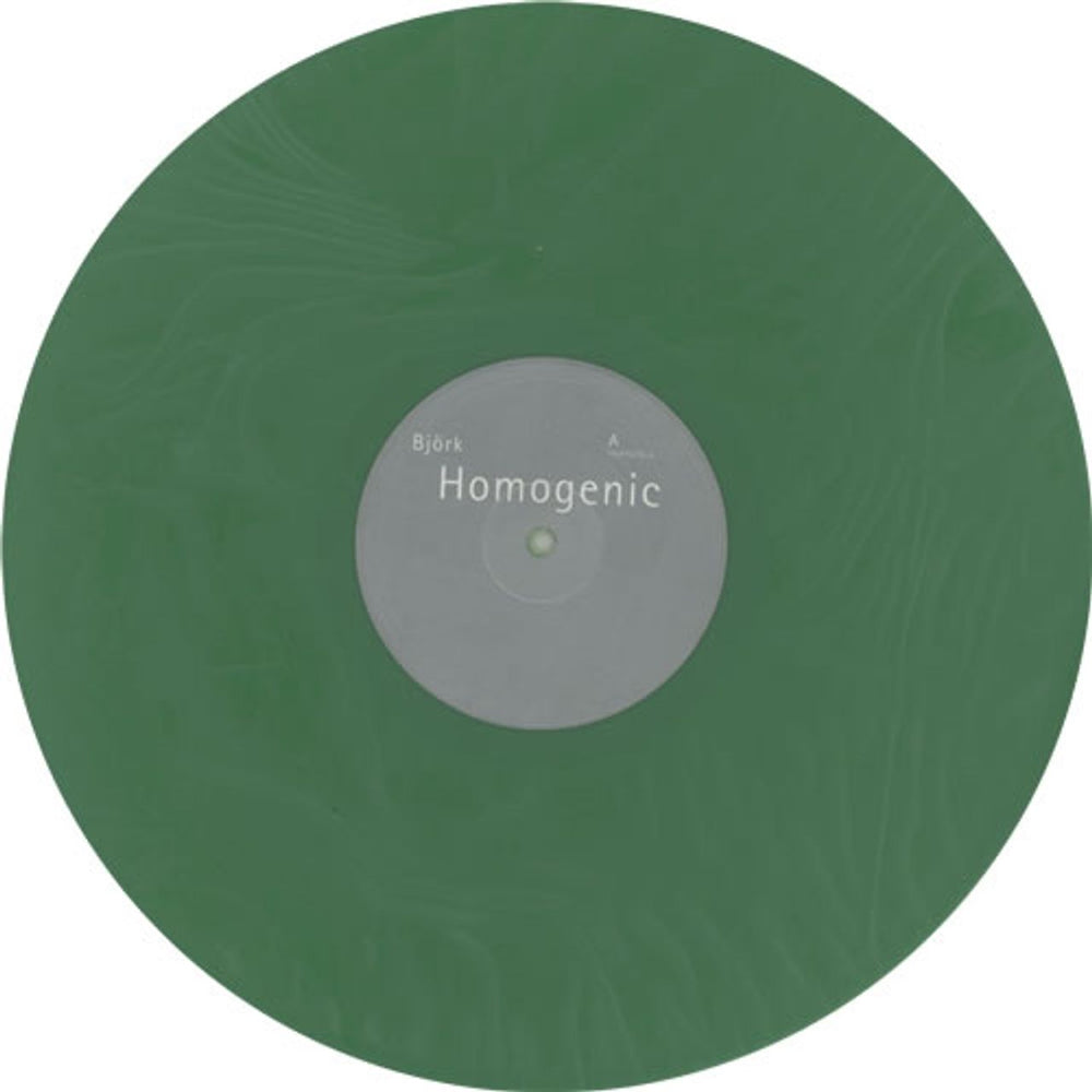 Björk Homogenic - Green Vinyl UK vinyl LP album (LP record) BJKLPHO641785