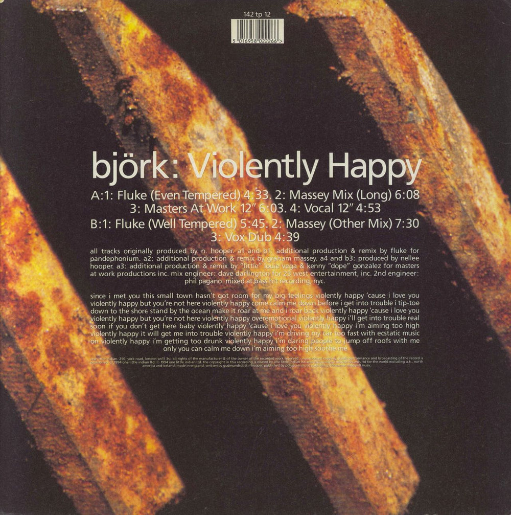 Björk Violently Happy - EX UK 12" vinyl single (12 inch record / Maxi-single) 5016958022266