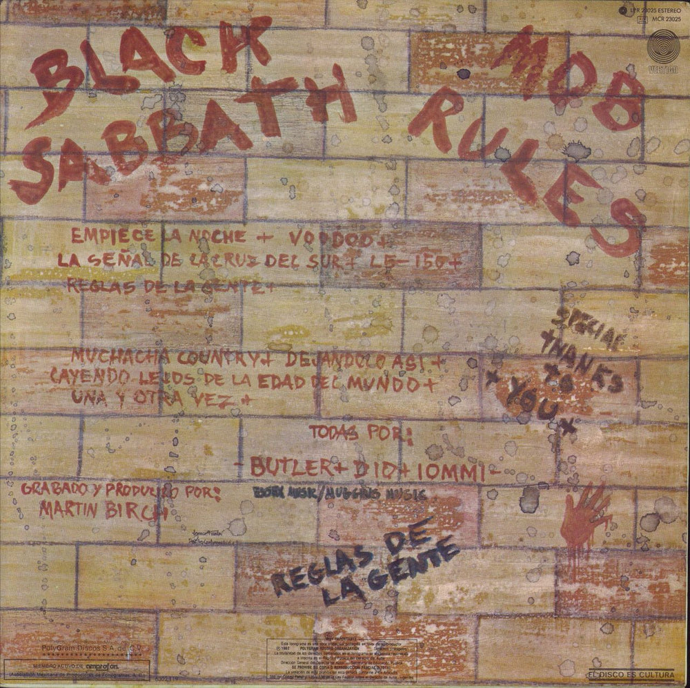 Black Sabbath Mob Rules Mexican vinyl LP album (LP record)