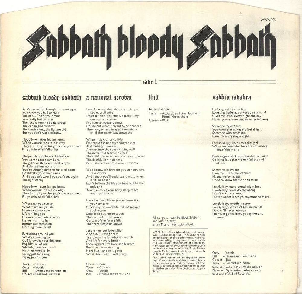 Black Sabbath Sabbath Bloody Sabbath - 3rd + Inner - VG UK vinyl LP album (LP record)