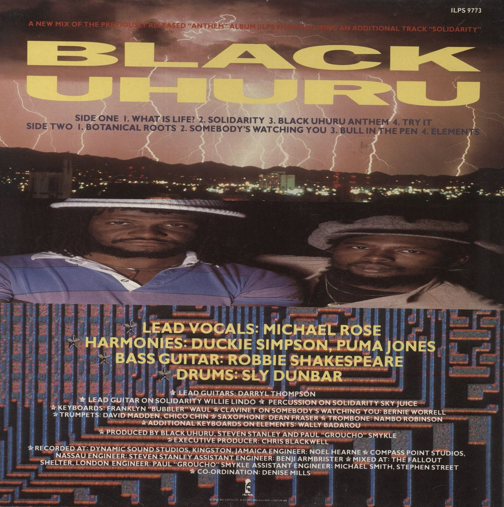 Black Uhuru Anthem UK vinyl LP album (LP record)