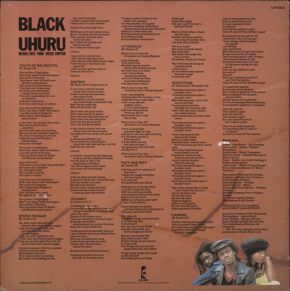 Black Uhuru Red UK vinyl LP album (LP record)