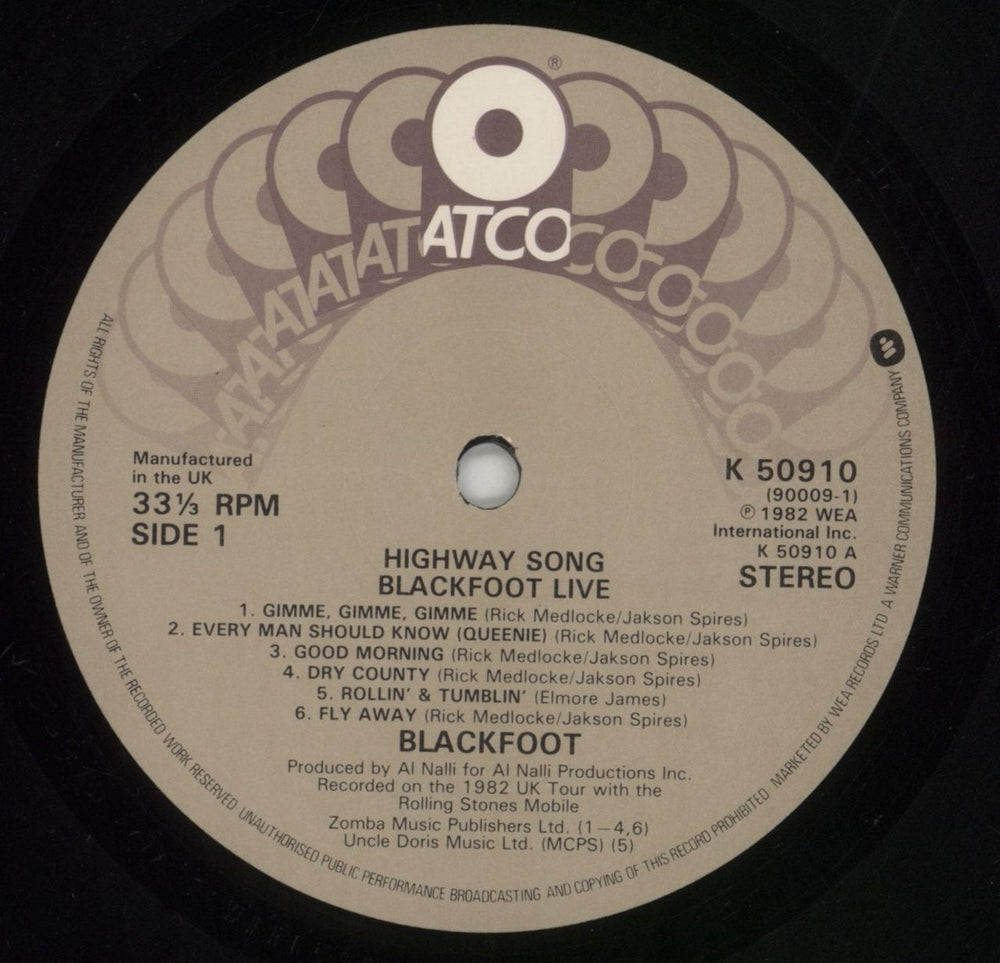 Blackfoot Highway Song - Live UK vinyl LP album (LP record) KFOLPHI246393