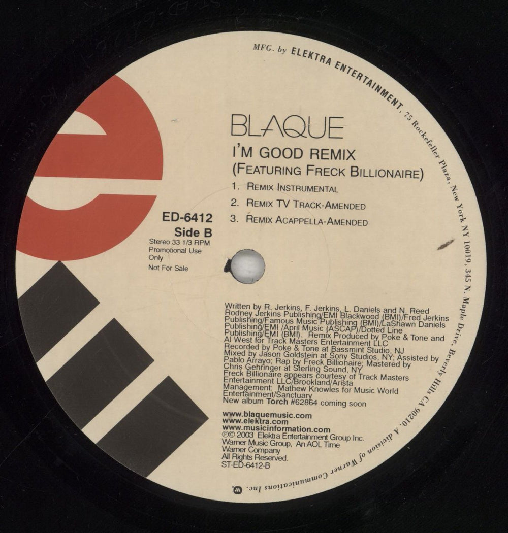 Blaque I'm Good Remix US Promo 12" vinyl single (12 inch record / Maxi-single)