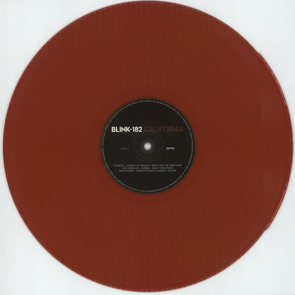 Blink 182 California - Red Vinyl UK vinyl LP album (LP record) B18LPCA786486