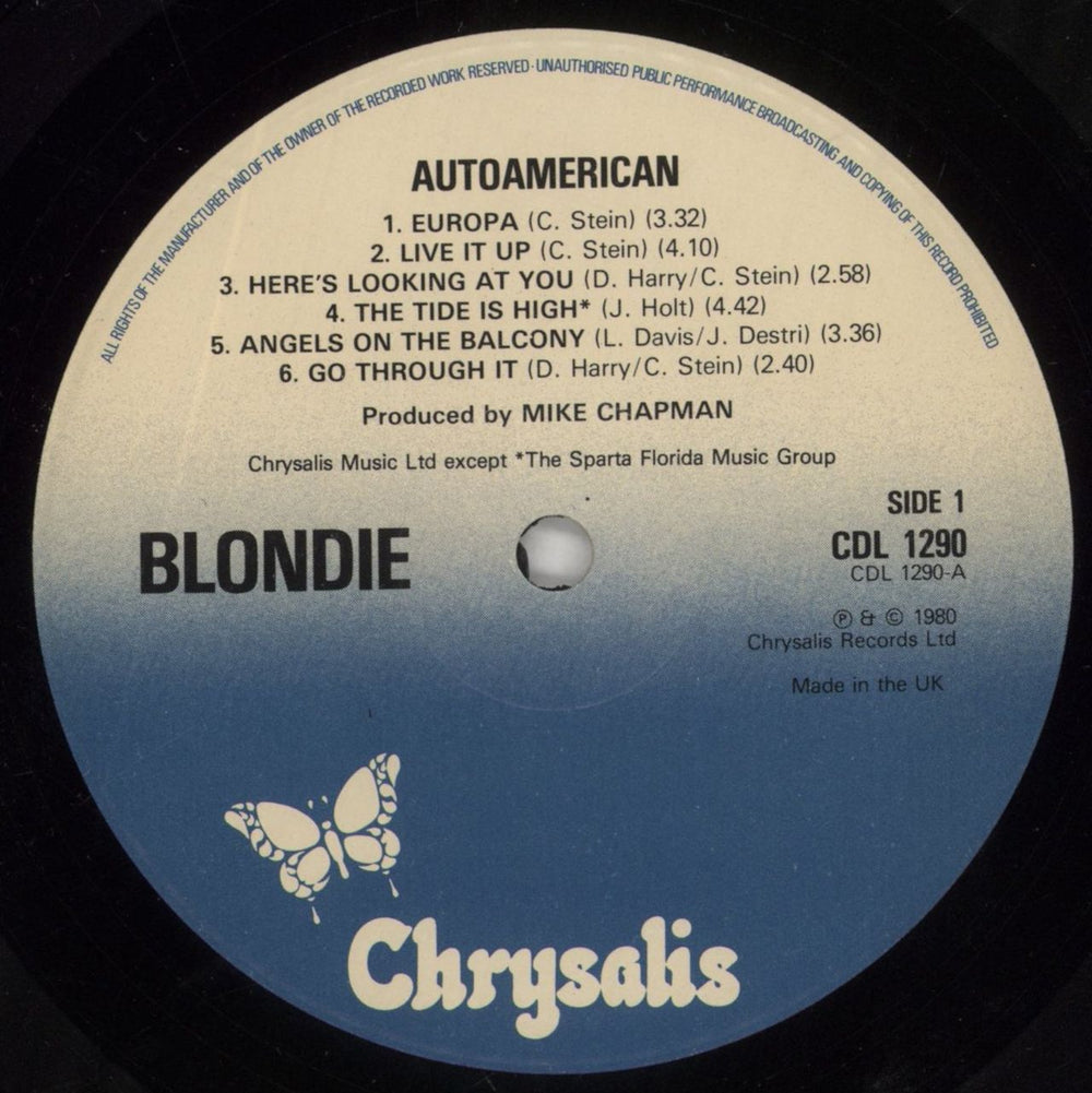 Blondie Autoamerican UK vinyl LP album (LP record) BLOLPAU290329