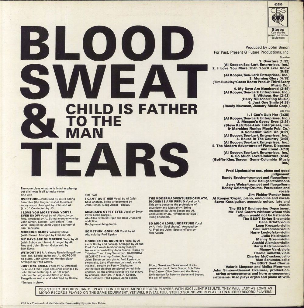 Blood Sweat & Tears Child Is Father To The Man - 2nd - EX UK vinyl LP album (LP record)