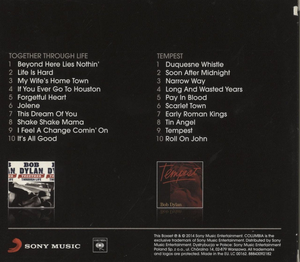 Bob Dylan 2CD Together Through Life / Tempest UK 2 CD album set (Double CD) 888430921825