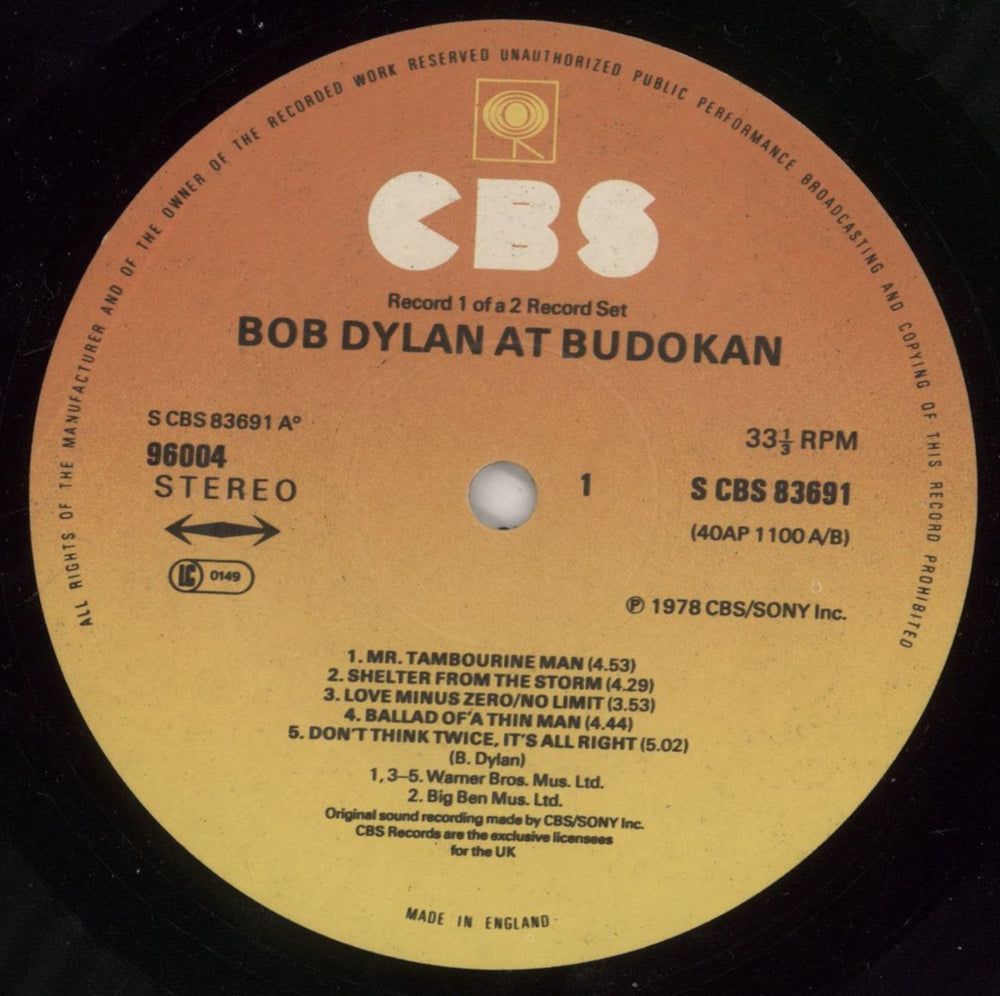 Bob Dylan At Budokan UK 2-LP vinyl record set (Double LP Album) DYL2LAT694696
