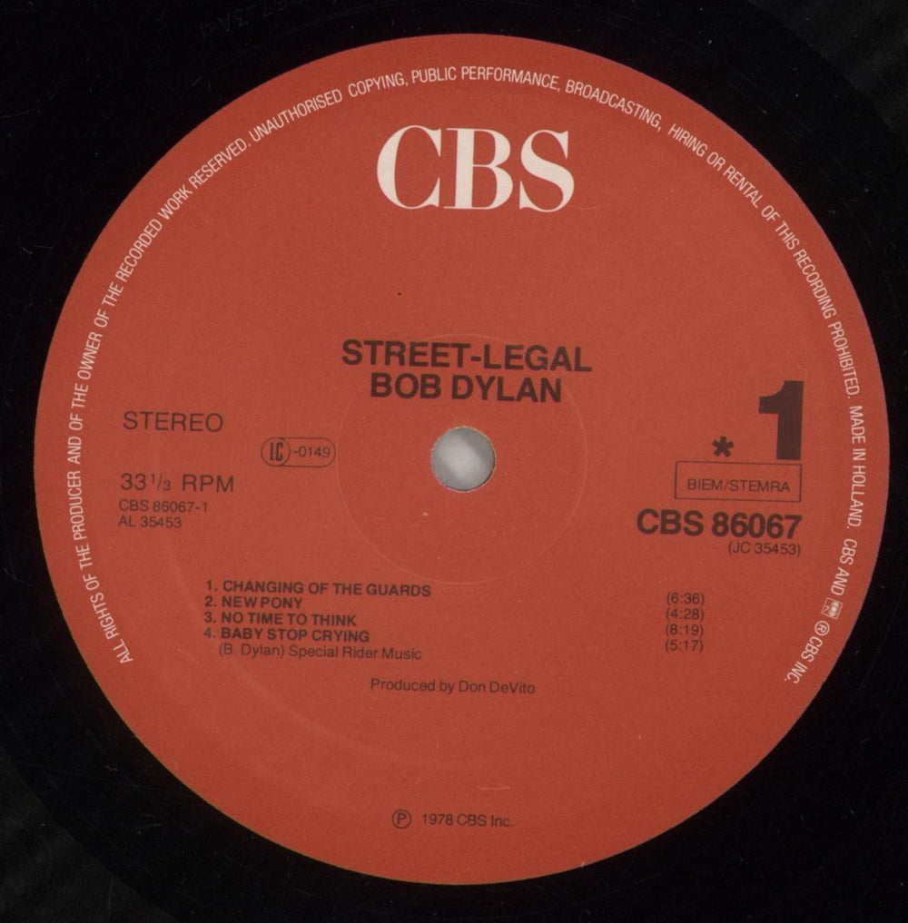 Bob Dylan Street Legal - 2nd Dutch vinyl LP album (LP record) DYLLPST742165