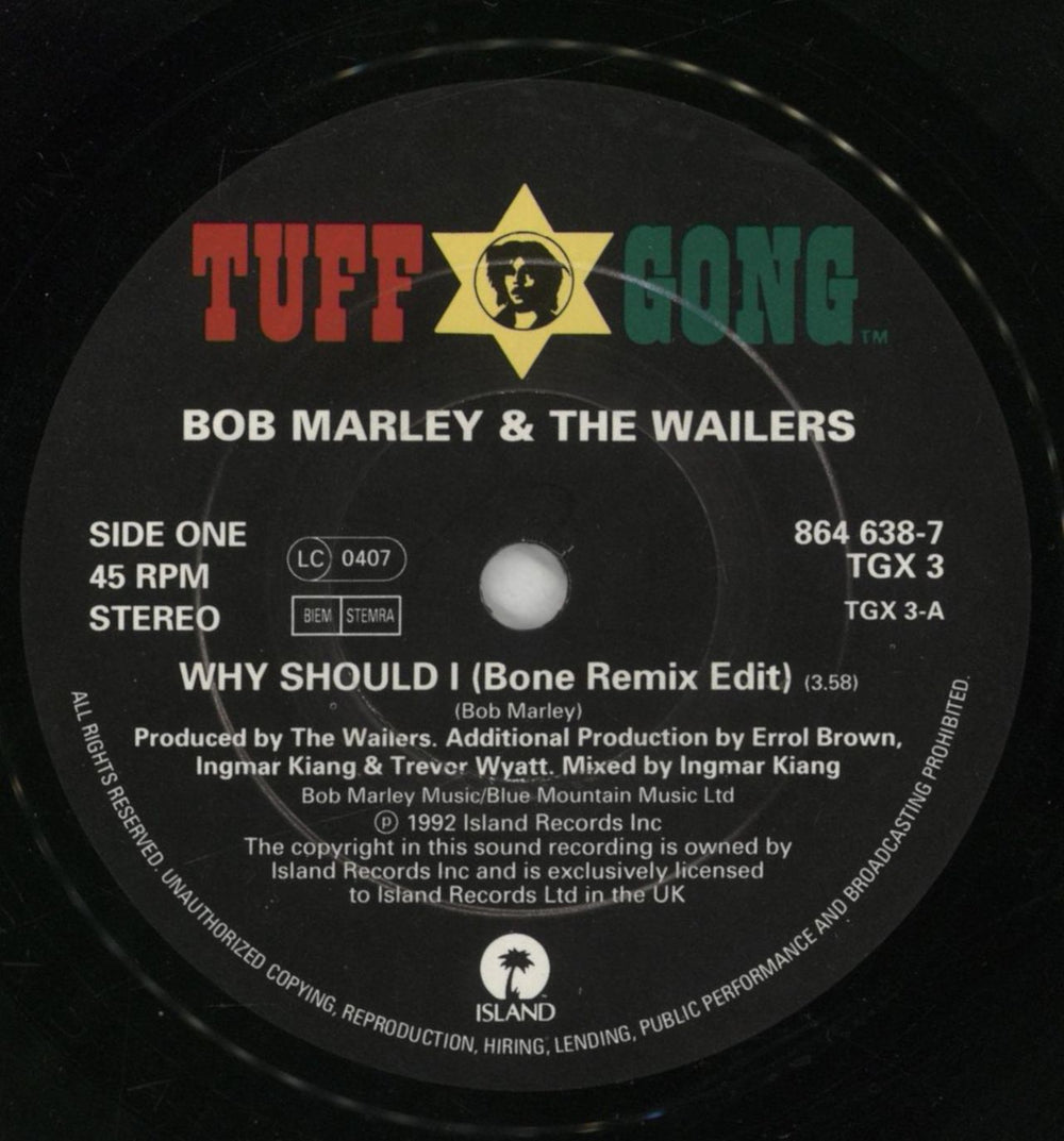 Bob Marley & The Wailers Why Should I UK 7" vinyl single (7 inch record / 45) BML07WH159156