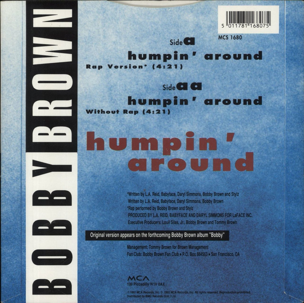 Bobby Brown Humpin' Around UK 7" vinyl single (7 inch record / 45) 5011781168075