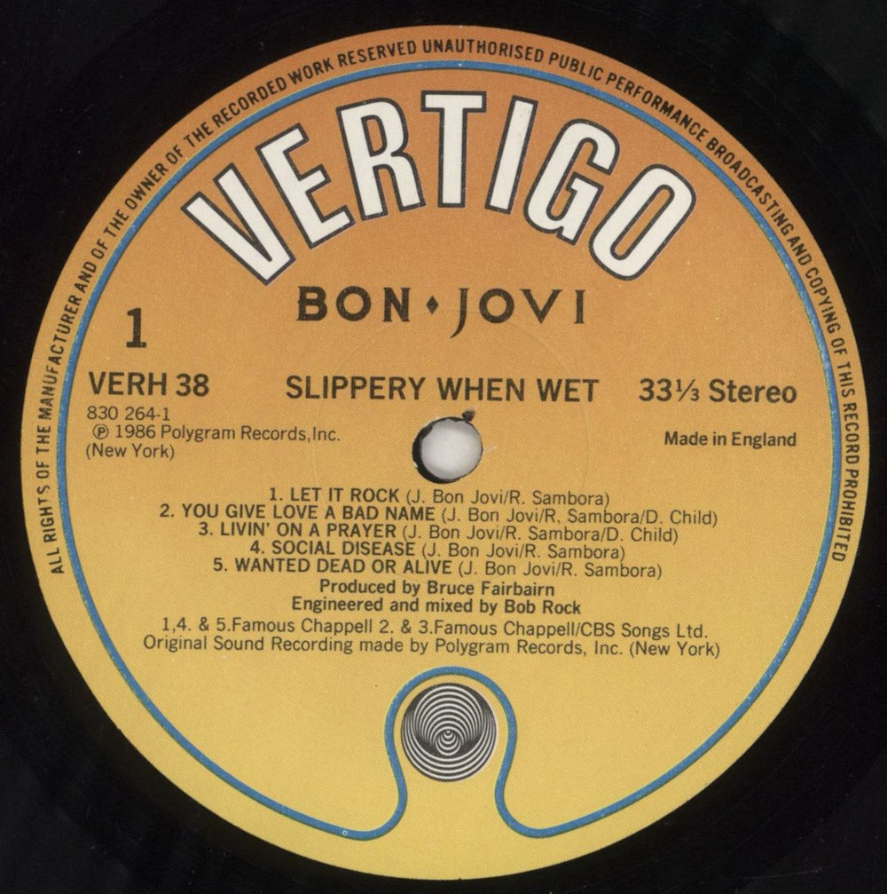 Bon Jovi Slippery When Wet -  3 Song Sticker UK vinyl LP album (LP record) BONLPSL667746