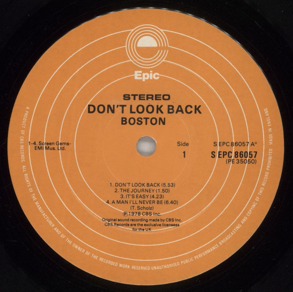 Boston Don't Look Back - Stickered UK vinyl LP album (LP record) BOSLPDO284601