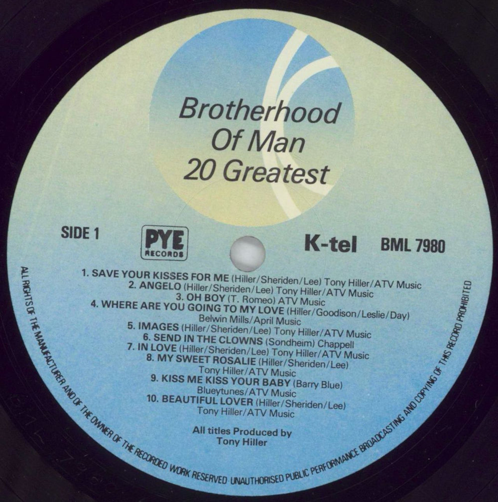 Brotherhood Of Man Twenty Greatest UK vinyl LP album (LP record) BRMLPTW298399