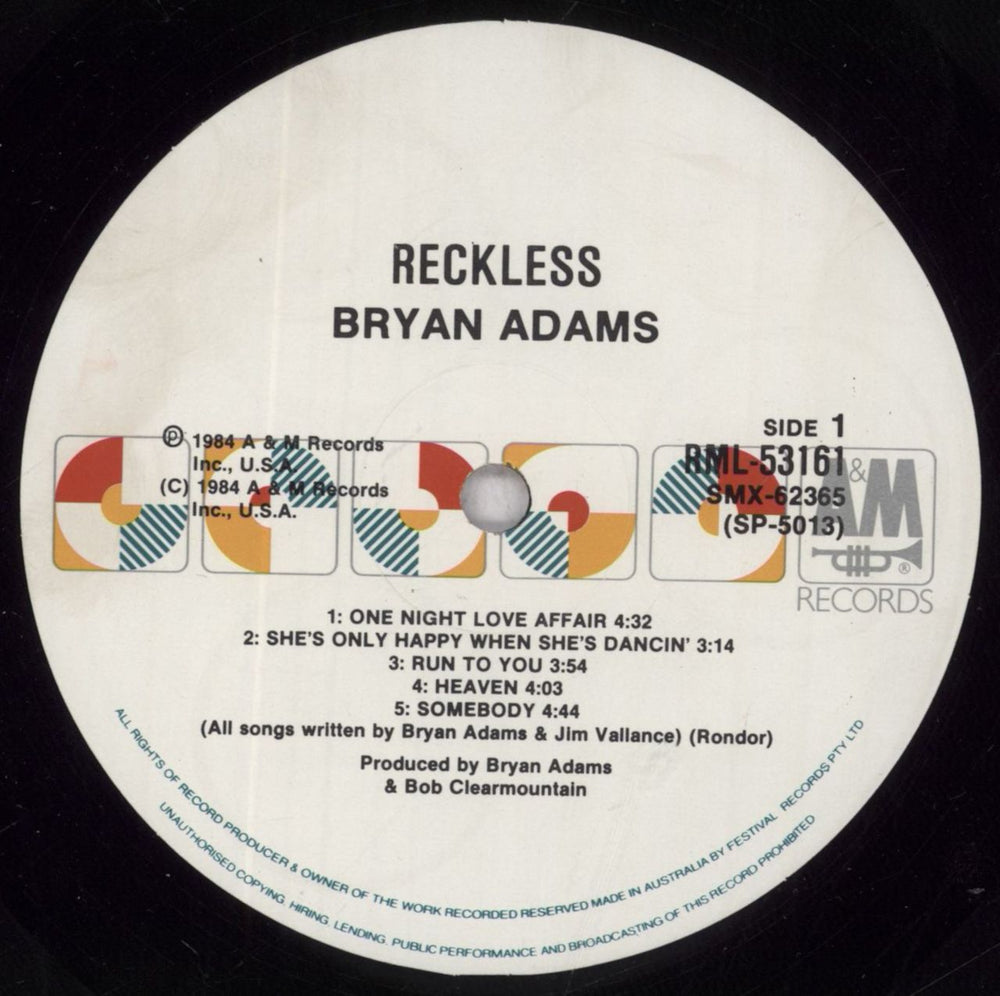 Bryan Adams Reckless - Gift Pack Australian vinyl LP album (LP record) ADALPRE845499