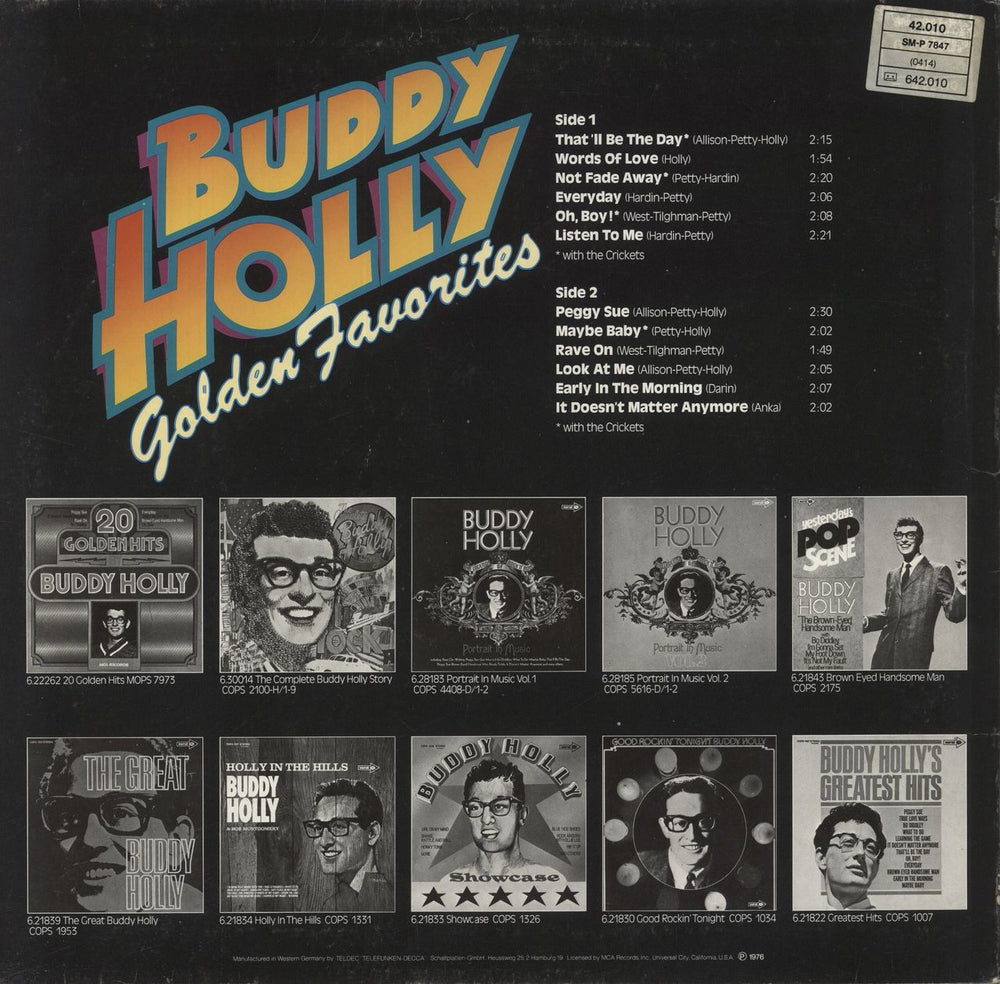 Buddy Holly Golden Favorites German vinyl LP album (LP record)