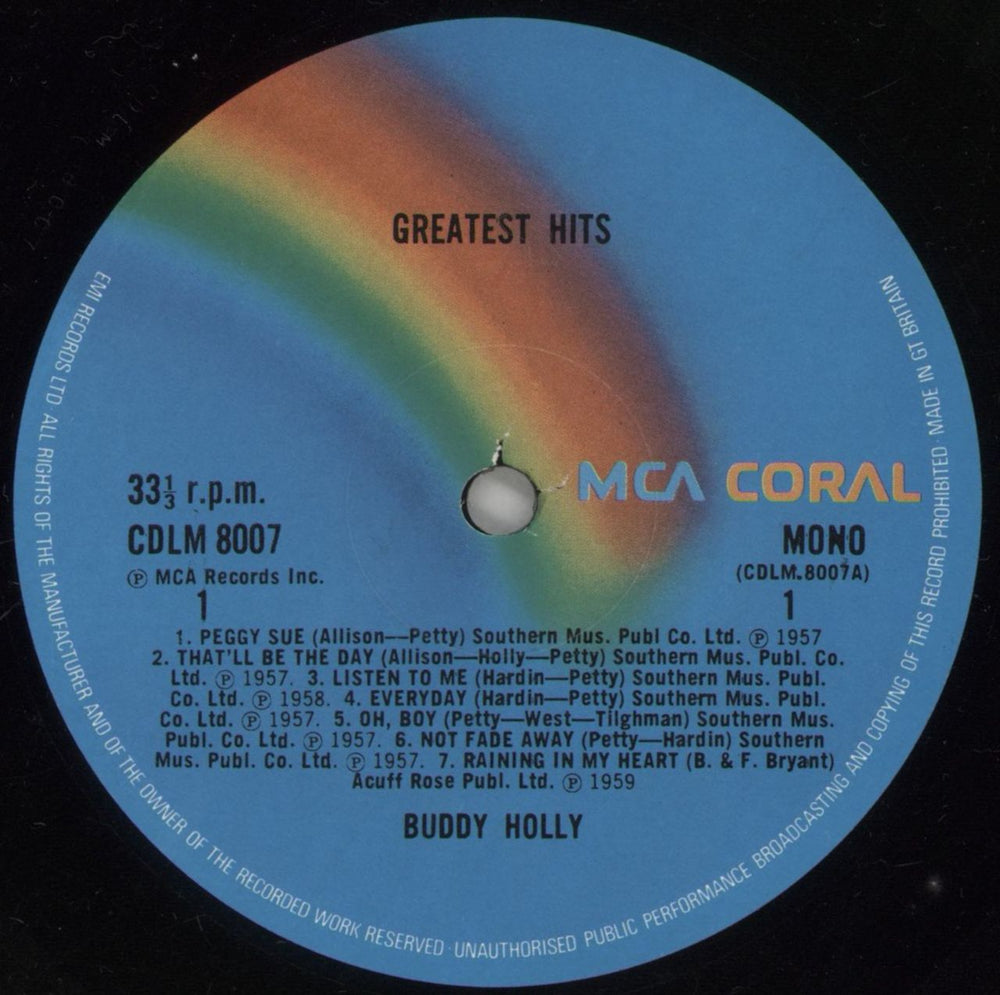 Buddy Holly Greatest Hits UK vinyl LP album (LP record) BDHLPGR236800