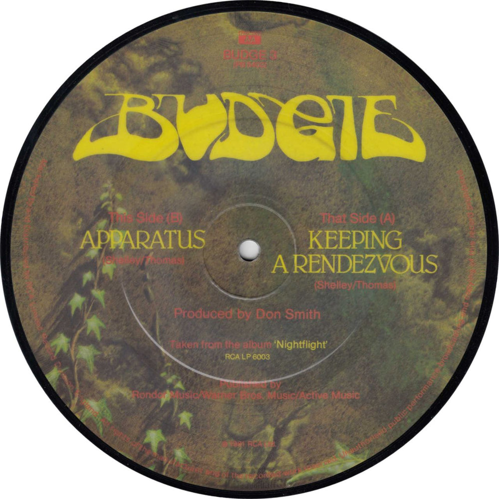 Budgie Keeping A Rendezvous UK 7" vinyl picture disc (7 inch picture disc single) BUD7PKE01530