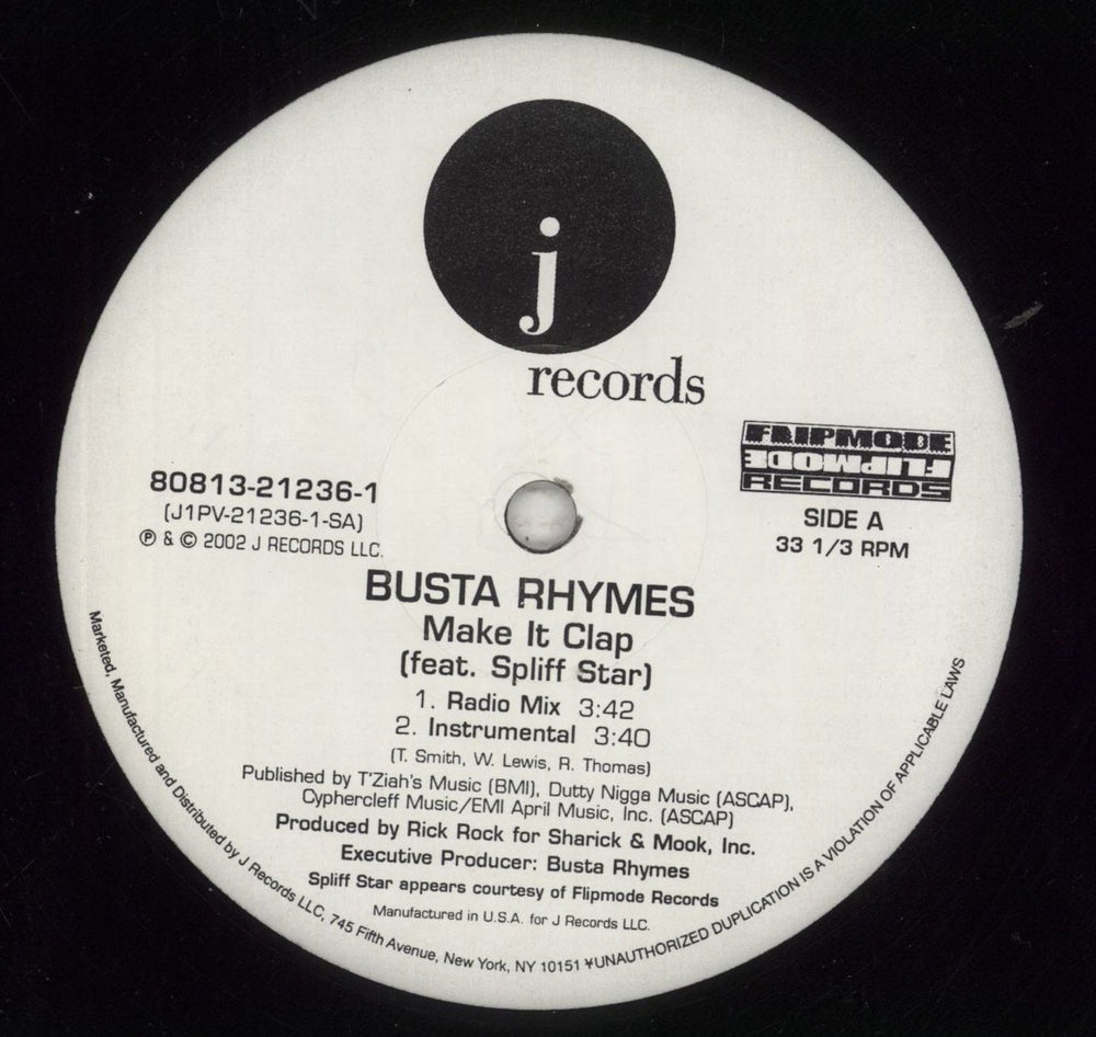 Busta Rhymes Make It Clap US 12" vinyl single (12 inch record / Maxi-single) UST12MA856677