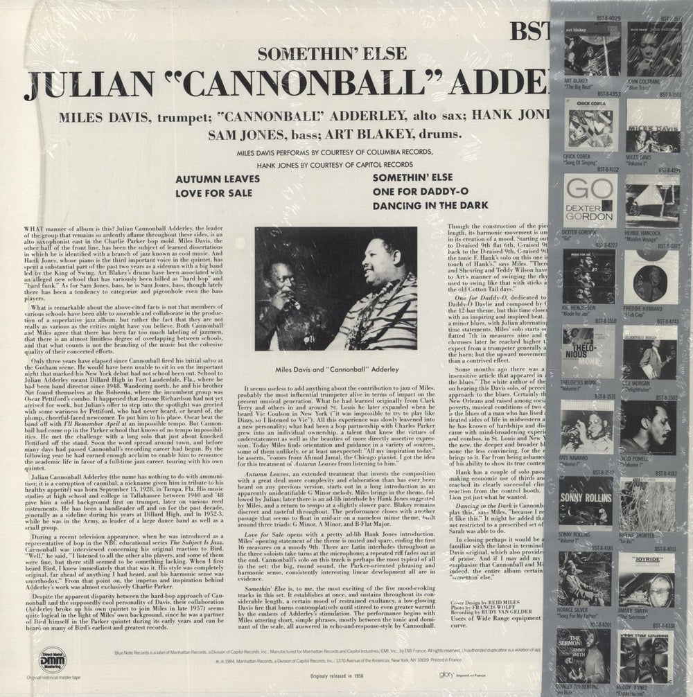 Cannonball Adderley Somethin' Else - Shrink French vinyl LP album (LP record)