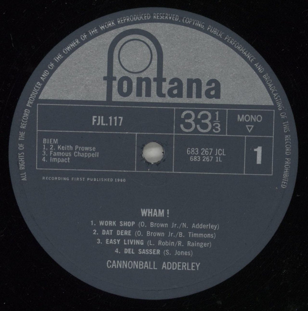 Cannonball Adderley Wham! UK vinyl LP album (LP record) ERLLPWH450024