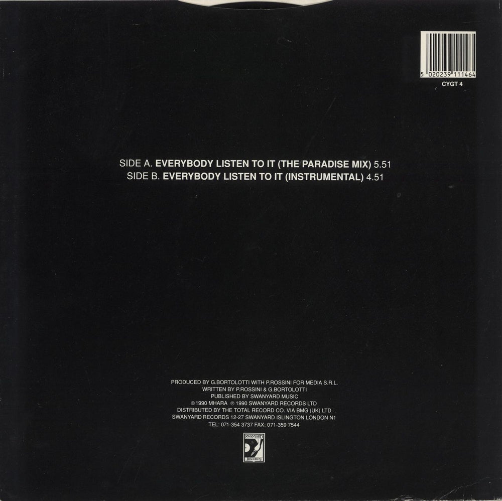 Cappella Everybody Listen To It UK 12" vinyl single (12 inch record / Maxi-single)