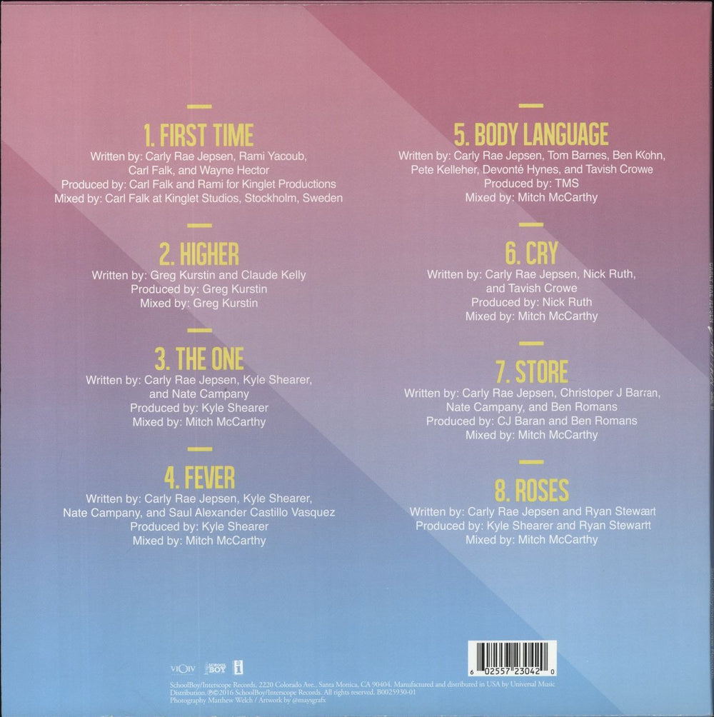 Carly Rae Jepsen Emotion: Side B US 12" vinyl single (12 inch record / Maxi-single) 602557230420