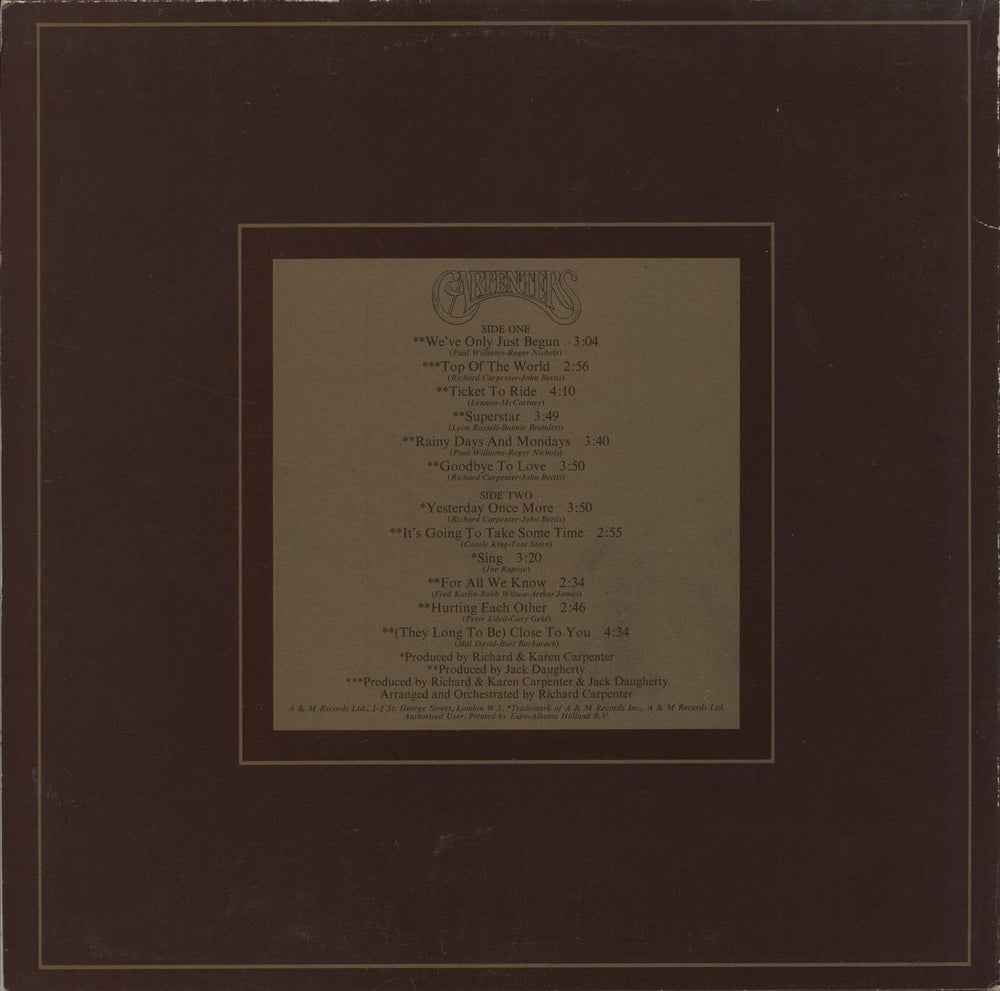 Carpenters The Singles 1969-1973 - EX Dutch vinyl LP album (LP record)