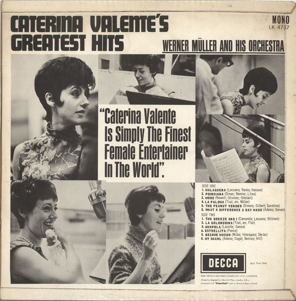 Caterina Valente Caterina Valente's Greatest Hits UK vinyl LP album (LP record) CVLLPCA692871
