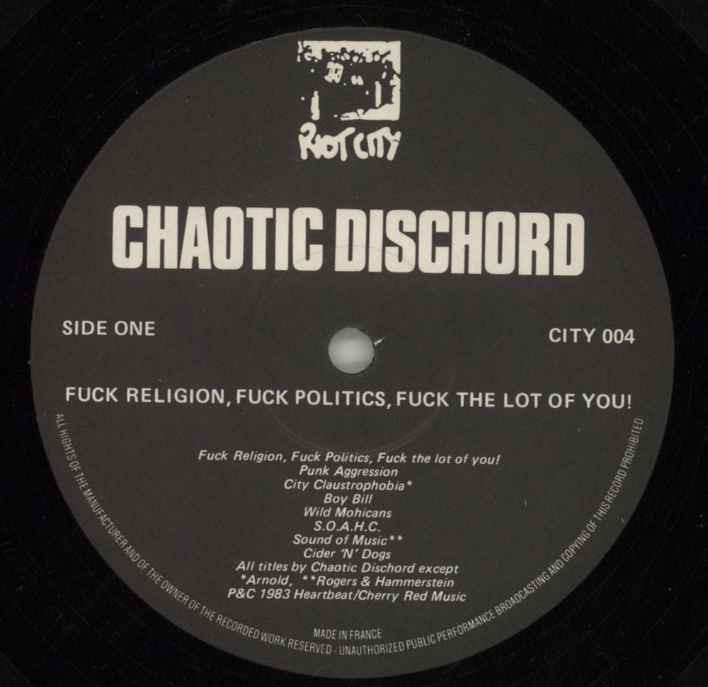 Chaotic Dischord Fuck Religion, Fuck Politics, Fuck The Lot Of You! - EX UK vinyl LP album (LP record) C7ILPFU870887