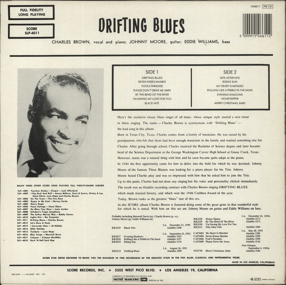 Charles Brown Drifting Blues French vinyl LP album (LP record) 5099915466112