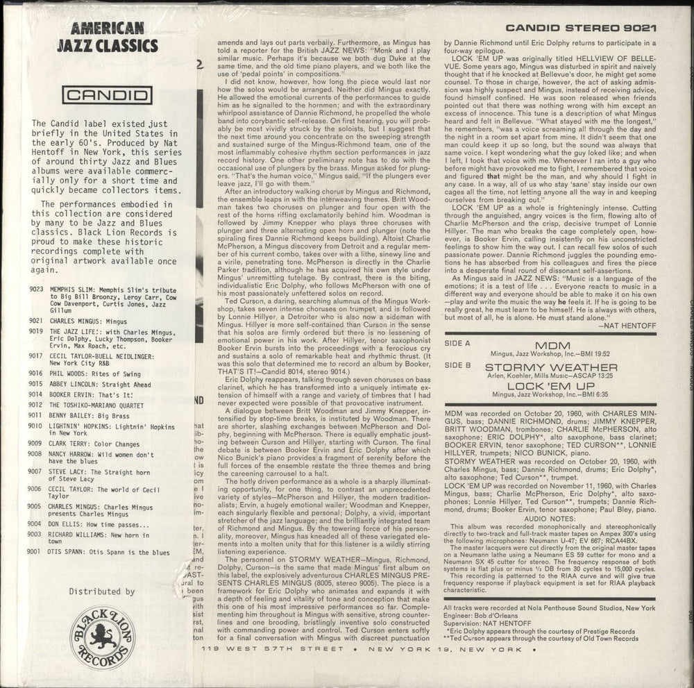 Charles Mingus Mingus US vinyl LP album (LP record)