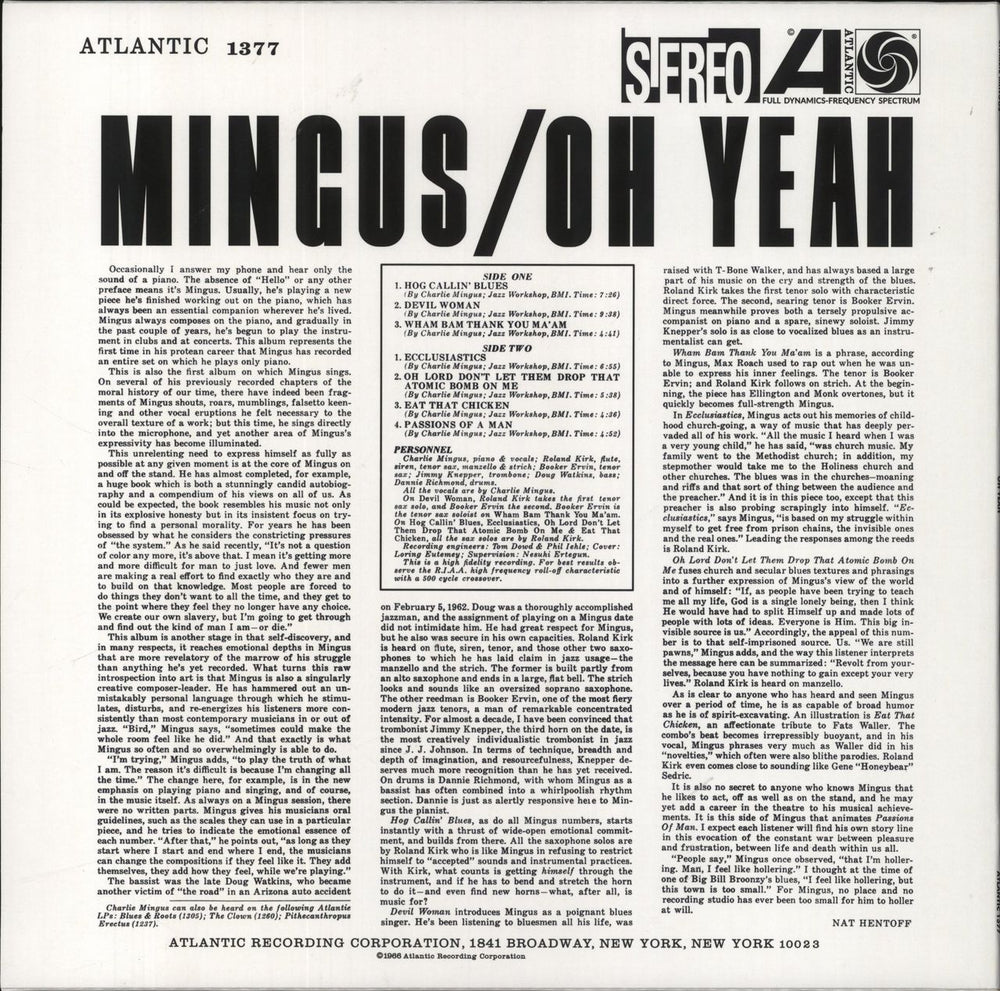 Charles Mingus Oh Yeah - 180g German vinyl LP album (LP record) 4260019716149