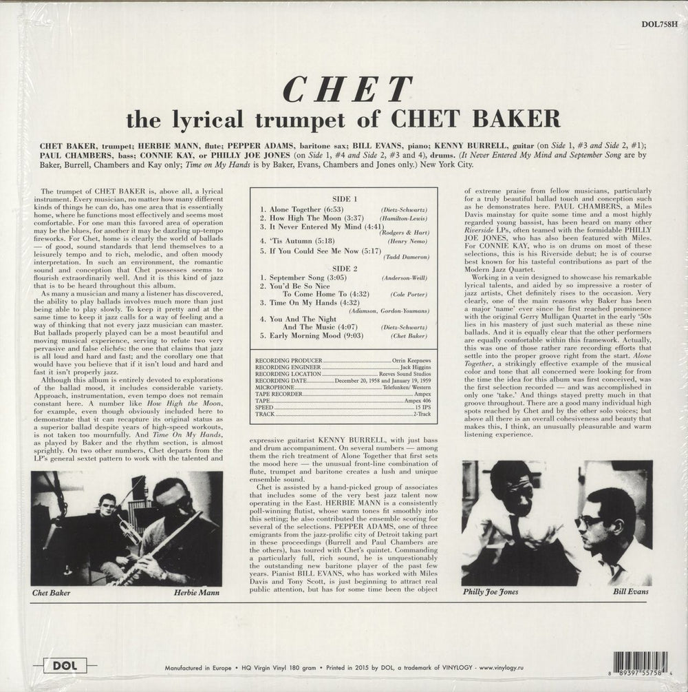 Chet Baker Chet - 180gm - EX German vinyl LP album (LP record) 889397557584